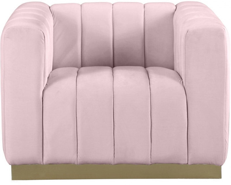 Meridian Furniture - Marlon Velvet Chair in Pink - 603Pink-C - GreatFurnitureDeal