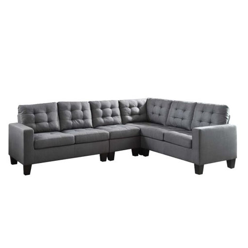 Acme Furniture - Earsom Tufted Sectional Sofa in Gray Linen - 52760 - GreatFurnitureDeal