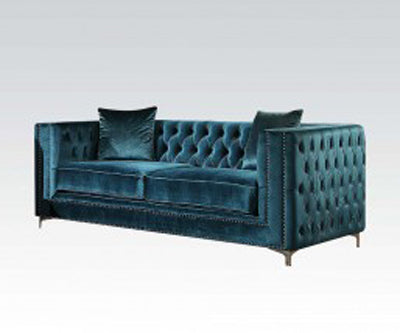 Acme Furniture - Gillian Loveseat w-2 Pillows in Dark Teal - 52791 - GreatFurnitureDeal
