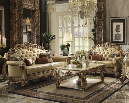 Acme Furniture - Vendome 2 Piece Sofa Set in Gold Patina-Bone - 53000-S+L - GreatFurnitureDeal