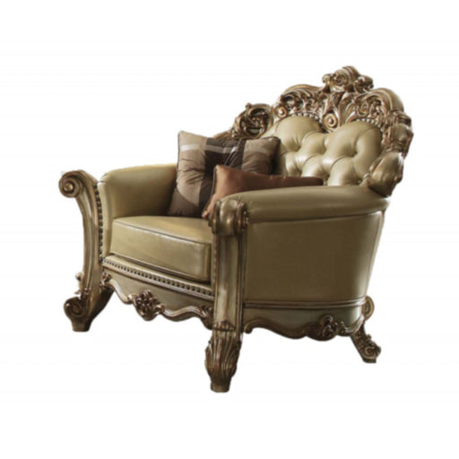 Acme Furniture - Vendome Chair with 2 Pillows in Gold Patina-Bone - 53002 - GreatFurnitureDeal