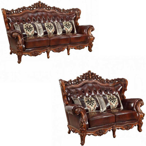 Acme Furniture - Eustoma 2 Piece Sofa Set in Cherry - 53065-2SET - GreatFurnitureDeal