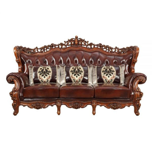 Acme Furniture - Eustoma Sofa w-3 Pillows in Cherry - 53065 - GreatFurnitureDeal