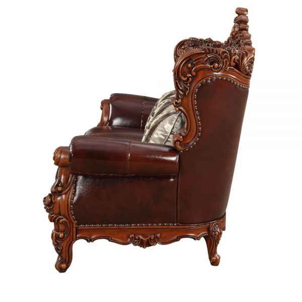Acme Furniture - Eustoma Sofa w-3 Pillows in Cherry - 53065