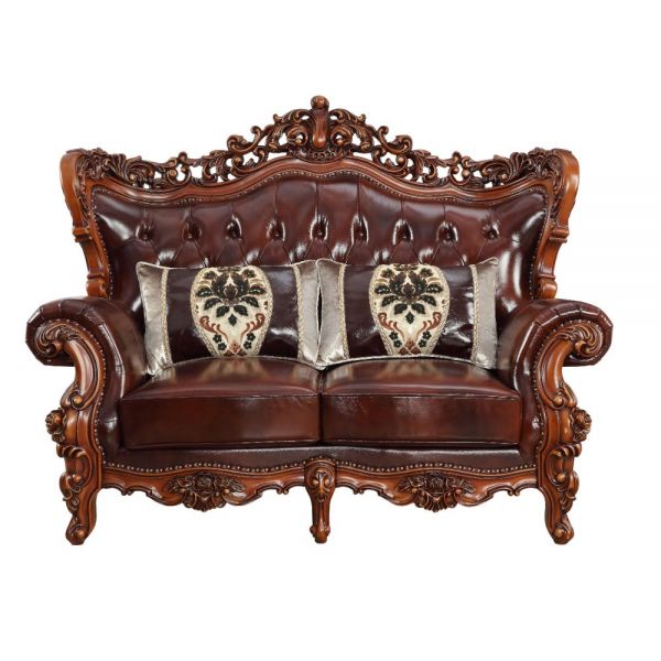 Acme Furniture - Eustoma 3 Piece Living Room Set in Cherry - 53065-3SET - GreatFurnitureDeal