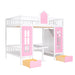 GFD Home - Full-Over-Full Bunk Bed with Changeable Table , Bunk Bed Turn into Upper Bed and Down Desk - Pink - GreatFurnitureDeal