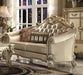 Acme Furniture - Vendome II Loveseat with 3 Pillows, Bone PU & Gold Patina - 53121 - GreatFurnitureDeal