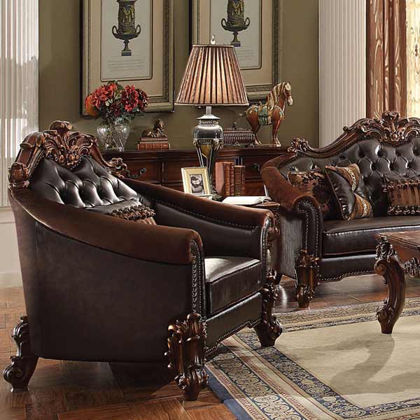 Acme Furniture Vendome II Chair with Pillows, 2-Tone Dark