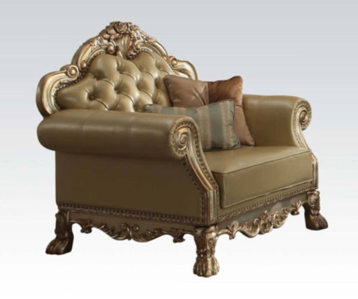 Acme Furniture - Dresden Fabric Chair with 2 Pillows in Gold Patina - 53162 - GreatFurnitureDeal