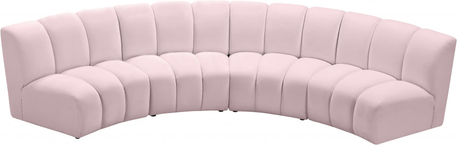 Meridian Furniture - Infinity Modular 4 Piece Sectional in Pink - 638Pink-4PC - GreatFurnitureDeal