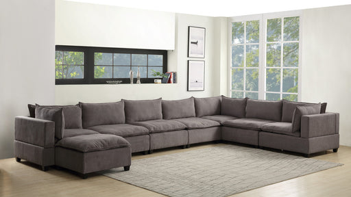 GFD Home - Madison Light Gray Fabric 8 Piece Modular Sectional Sofa Chaise - GreatFurnitureDeal