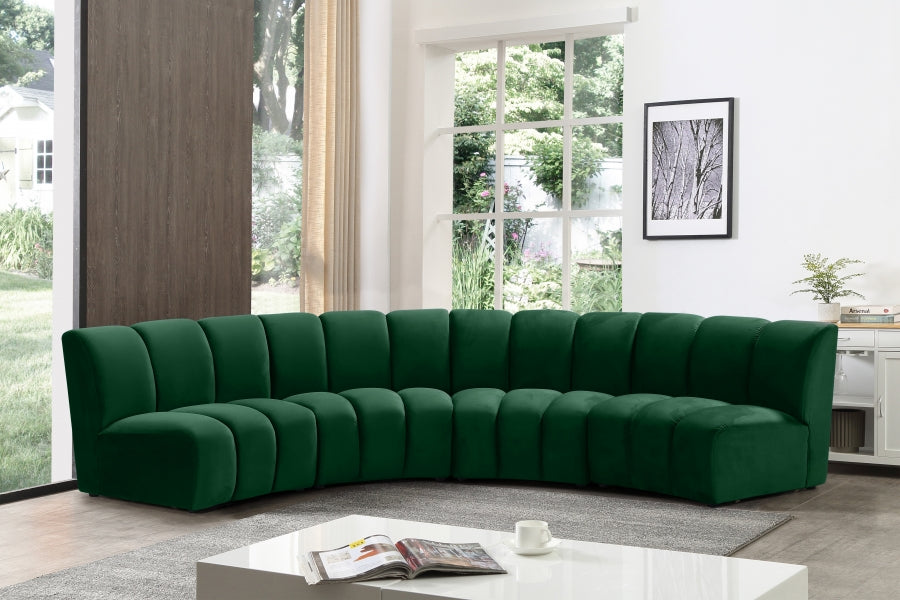 Meridian Furniture - Infinity Modular 4 Piece Sectional in Green - 638Green-4PC - GreatFurnitureDeal