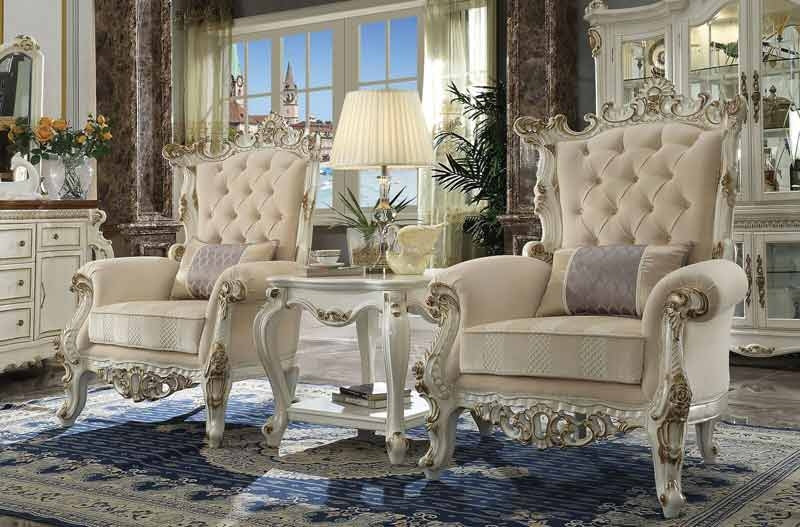 Acme Furniture - Picardy II Antique Pearl Accent Chair & Pillow - 53463 - GreatFurnitureDeal