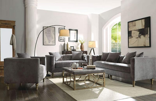 Acme Furniture - Sidonia Gray Velvet 3 Piece Living Room Set - 53580-81-82 - GreatFurnitureDeal