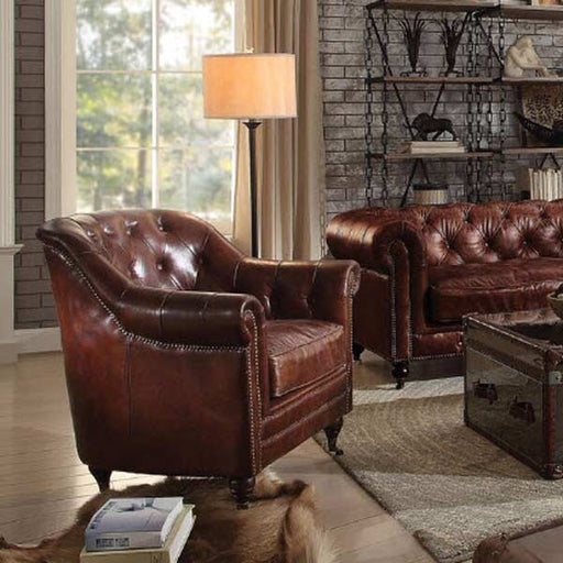 Acme Furniture - Aberdeen Chair in Vintage Dark Brown Top Grain Leather - 53627 - GreatFurnitureDeal