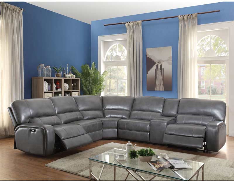 Acme Furniture - Saul 6 Piece Power Motion Sectional Sofa in Gray - 53745