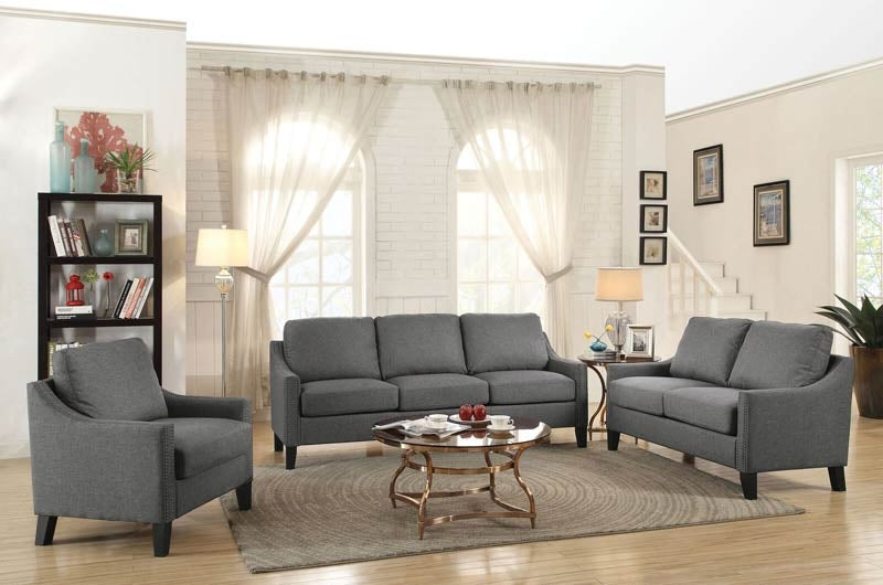 Acme Furniture - Zapata Gray Linen 2 Piece Sofa Set - 53755-56