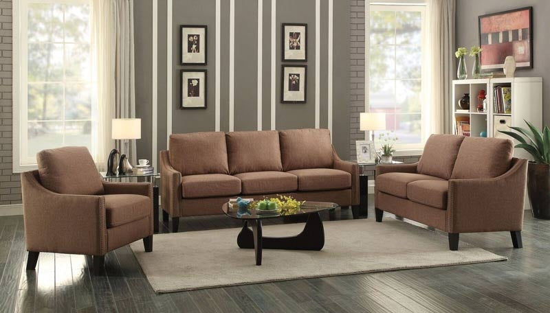 Acme Furniture - Zapata Brown Linen 3 Piece Living Room Set - 53765-66-67 - GreatFurnitureDeal