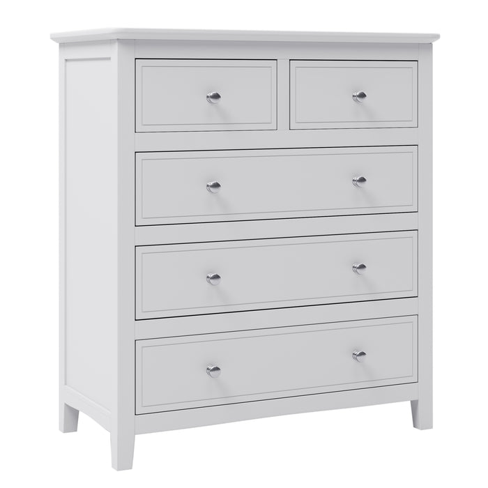 GFD Home - White Solid Wood 5 Pieces Queen Bedroom Sets(bed+nightstand*2+chest+dresser）NEW - GreatFurnitureDeal