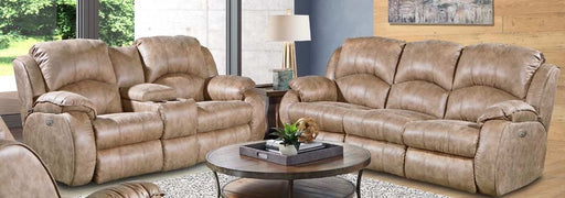Southern Motion - Cagney Power Headrest Double Reclining Console Loveseat in Brown - 705-78P 173-16 - GreatFurnitureDeal
