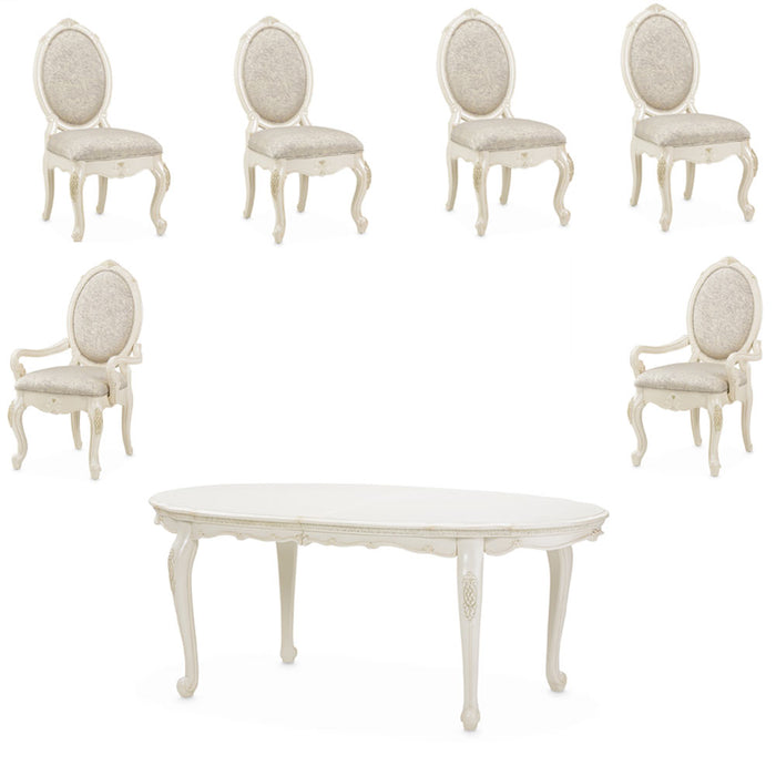 AICO Furniture - Lavelle 7 Piece Dining Room Set in Classic Pearl - 54000-113-7SET - GreatFurnitureDeal
