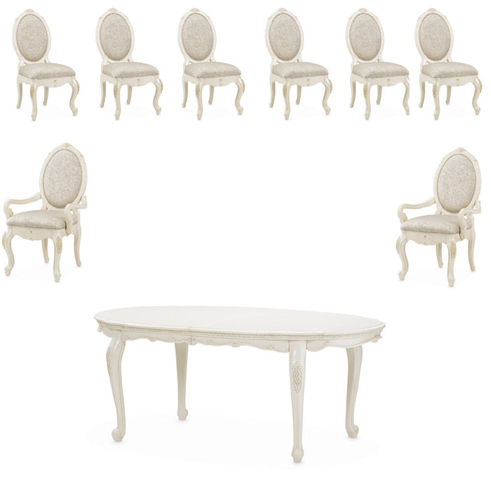 AICO Furniture - Lavelle 9 Piece Dining Room Set in Classic Pearl - 54000-113-9SET - GreatFurnitureDeal