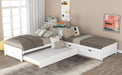 GFD Home - L-shaped Platform Bed with Trundle and Drawers Linked with built-in Desk,Twin,White - GreatFurnitureDeal