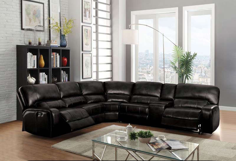 Acme Furniture - Saul 6 Piece Power Motion Sectional Sofa in Black - 54150 - GreatFurnitureDeal