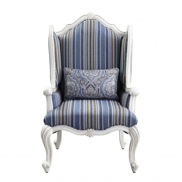 Acme Furniture - Ciddrenar Chair w-pillow in Fabric & White Finish - 54312 - GreatFurnitureDeal
