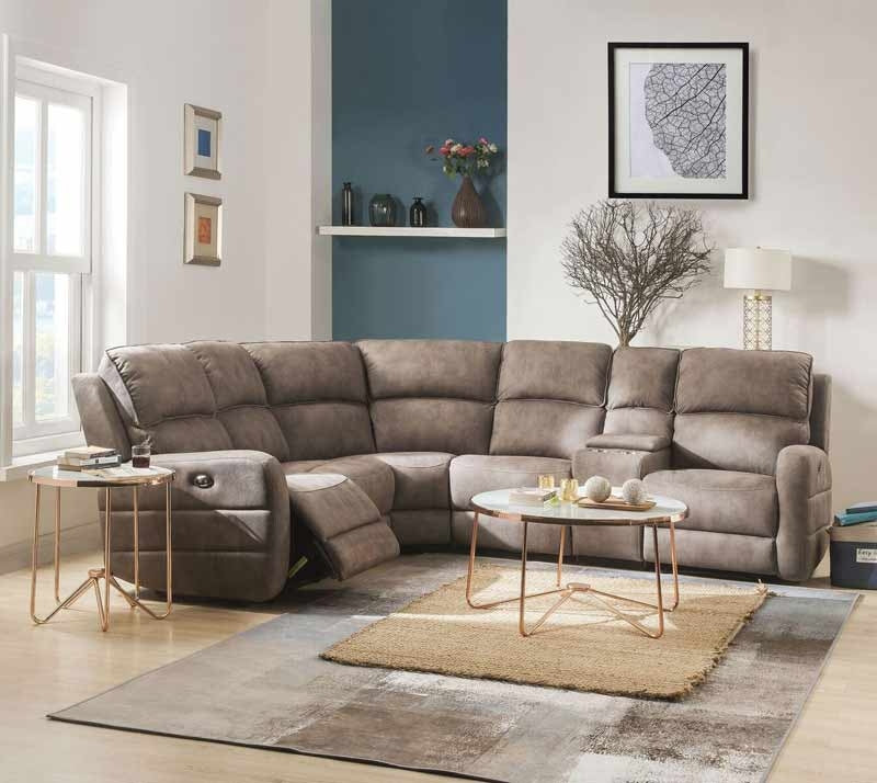 【美品】専用ACME FURNITURE OAKS CLUB SOFA Acme Furniture - Olwen Mocha Nubuck 6 Piece Sectional Sofa Set