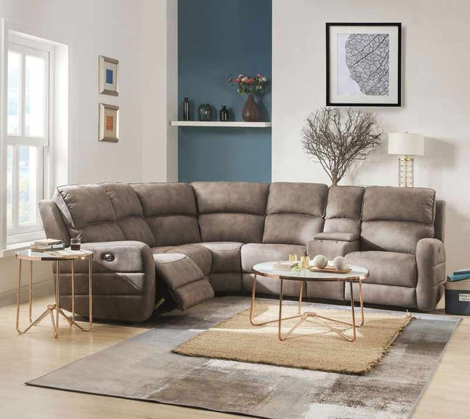Acme Furniture - Olwen Mocha Nubuck 6 Piece Sectional Sofa Set