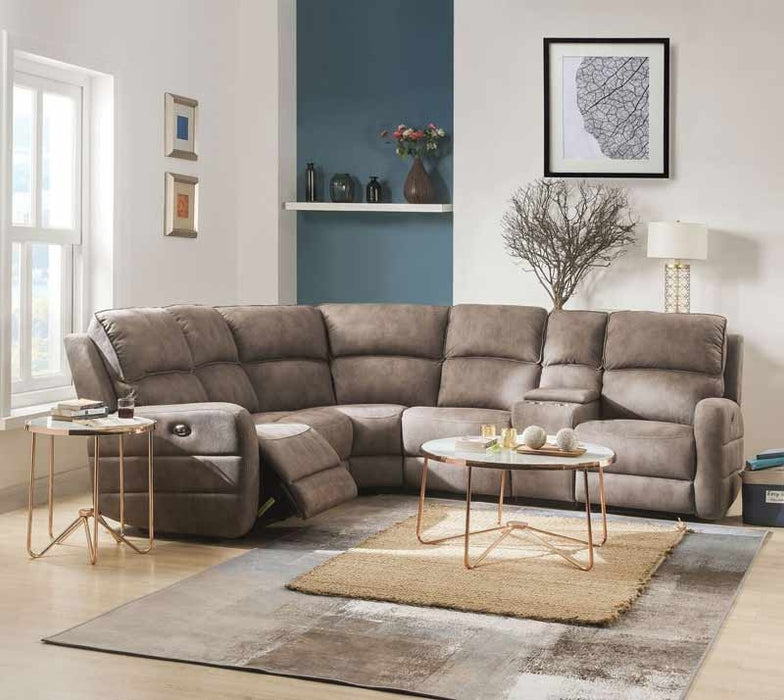 Acme Furniture - Olwen Mocha Nubuck 6 Piece Sectional Sofa Set - 54590