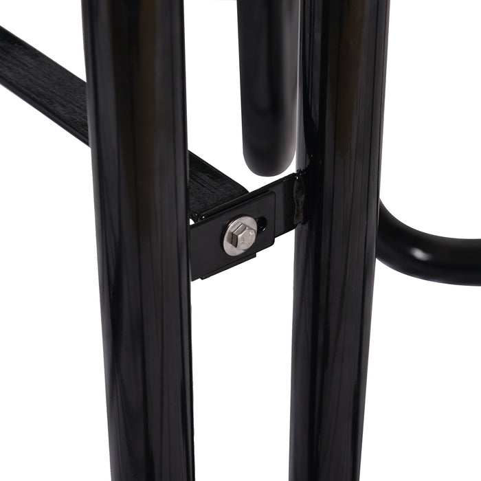 GFD Home - Round Outdoor Steel Picnic Table 46" black ,with umbrella pole - GreatFurnitureDeal