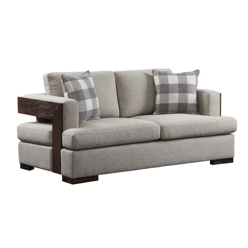 Acme Furniture - Niamey Loveseat w-2 Pillows, Fabric & Walnut - 54851 - GreatFurnitureDeal