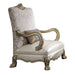 Acme Furniture - Dresden II Accent Chair w-1 Pillow, Bone PU-Fabric & Gold Patina - 54877 - GreatFurnitureDeal
