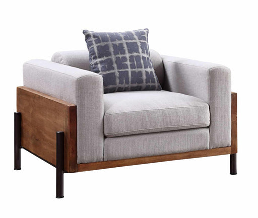 Acme Furniture - Pelton Chair w-1 Pillow, Fabric & Walnut - 54892 - GreatFurnitureDeal