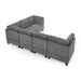 GFD Home - L shape Modular Sectional Sofa，DIY Combination，includes Three Single Chair and Three Corner ，Grey Chenille - GreatFurnitureDeal