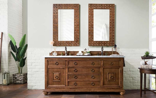 James Martin Furniture - Mykonos 72" Cinnamon Double Vanity with 3 CM Arctic Fall Solid Surface Top - 550-V72-CIN-3AF