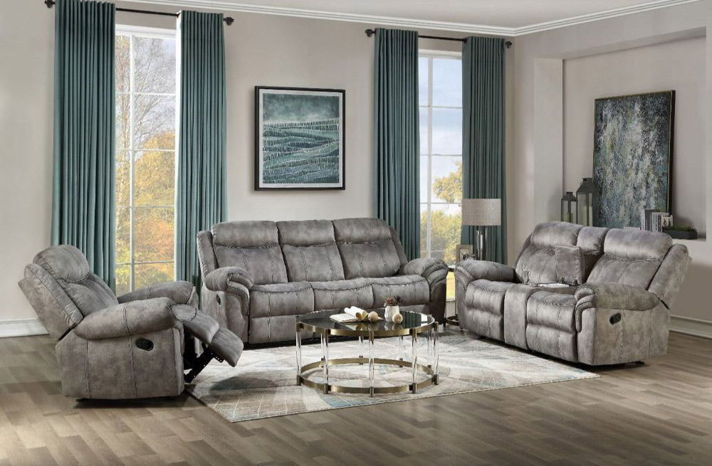 Acme Furniture - Zubaida 3 Piece Reclining Living Room Set in Gray - 55025-26-27 - GreatFurnitureDeal