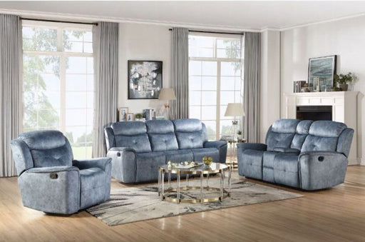 Acme Furniture - Mariana 3 Piece Reclining Living Room Set in Silver Blue - 55035-36-37 - GreatFurnitureDeal