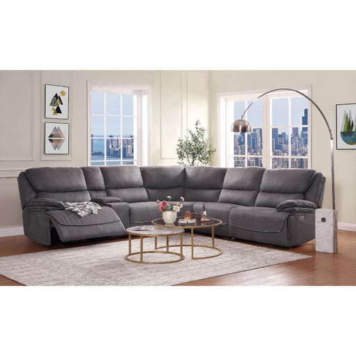 Acme Furniture - Neelix Sectional Sofa (Power Motion), Seal Gray Fabric (1Set-6Ctn) - 55120 - GreatFurnitureDeal