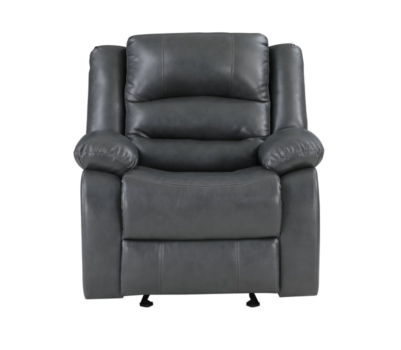 GFD Home - Martin 3 Pc Manual Reclining Sofa set finished with Faux Leather/ Wood in Gray - GreatFurnitureDeal