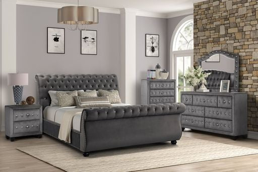 GFD Home - Kendall Queen Size Upholstery Bed Made With Wood In Gray Color - GreatFurnitureDeal