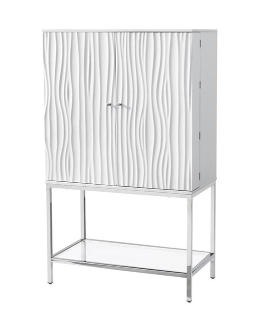 Coast To Coast - 2 Dr Wine Cabinet in Glossy White - 55601 - GreatFurnitureDeal