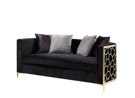 Acme Furniture - Fergal Loveseat w-4 Pillows in Black - 55666-L - GreatFurnitureDeal
