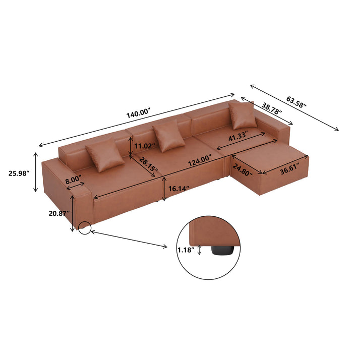 GFD Home - Modern multi-seat modular sofa-brown technical cloth - GreatFurnitureDeal