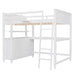 GFD Home - Full size Loft Bed with Drawers and Desk, Wooden Loft Bed with Shelves - White(OLD SKU:LT000529AAK) - GreatFurnitureDeal