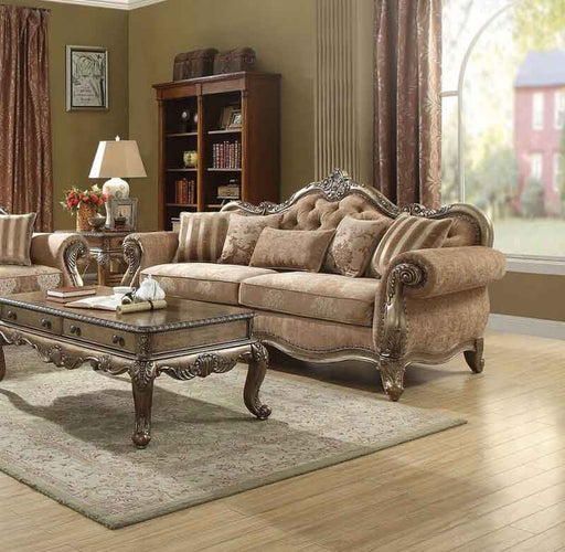 Acme Furniture - Ragenardus Fabric & Vintage Oak Sofa - 56030 - GreatFurnitureDeal