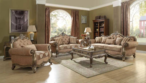 Acme Furniture - Ragenardus Fabric & Vintage Oak 3 Piece Living Room Set - 56030-31-32 - GreatFurnitureDeal