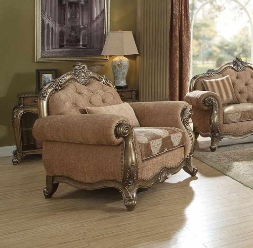 Acme Furniture - Ragenardus Fabric & Vintage Oak Chair - 56032 - GreatFurnitureDeal